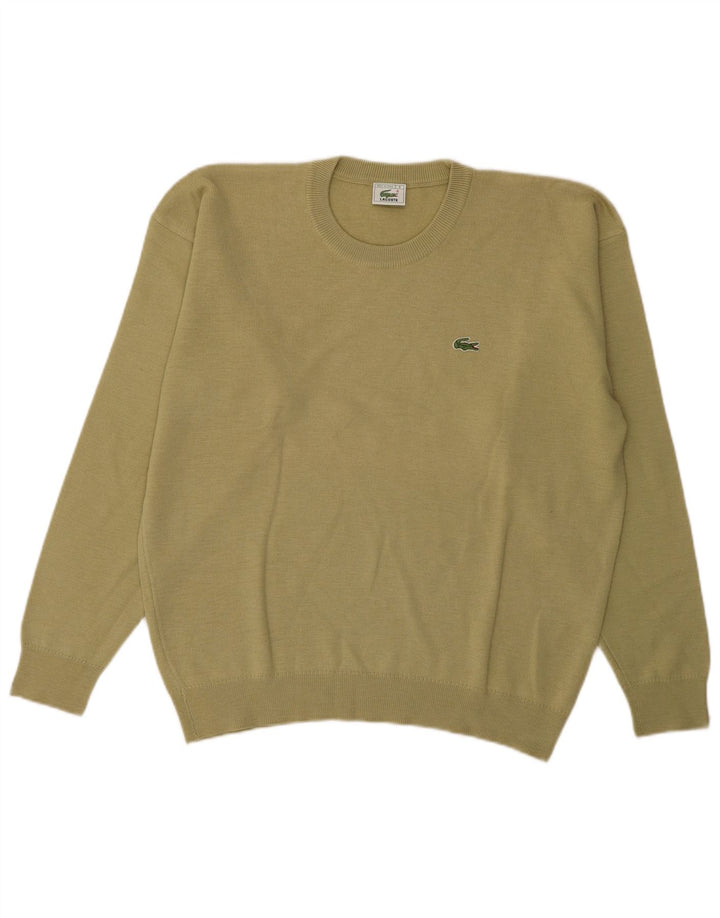 Suéter masculino Lacoste com gola redonda tamanho 6 XL lã cáqui