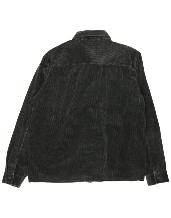COS Camisa masculina de veludo cotelê verde médio algodão