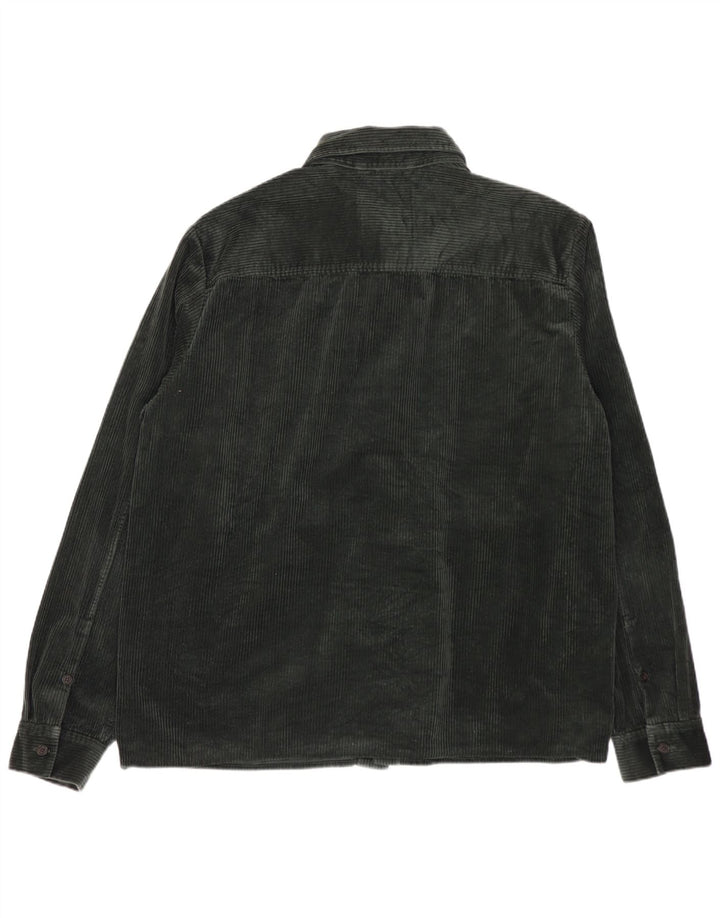 COS Camisa masculina de veludo cotelê verde médio algodão