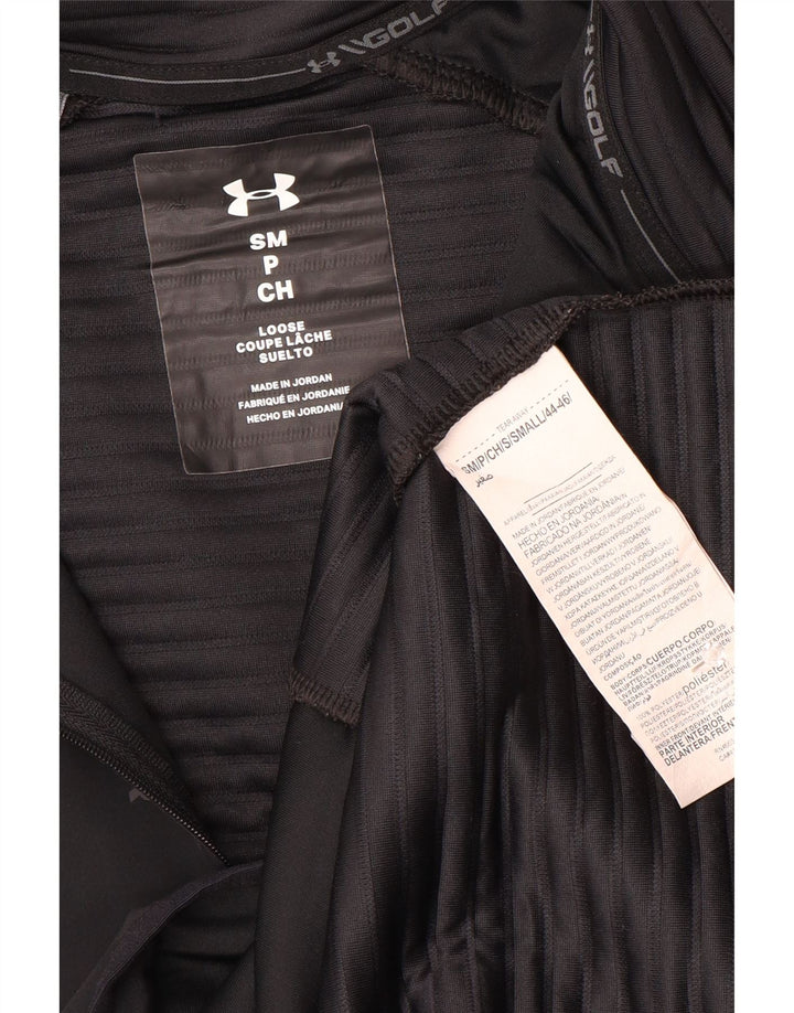 Under Armour Mens Zip Neck Pulôver Treino Top Pequeno Poliéster Preto