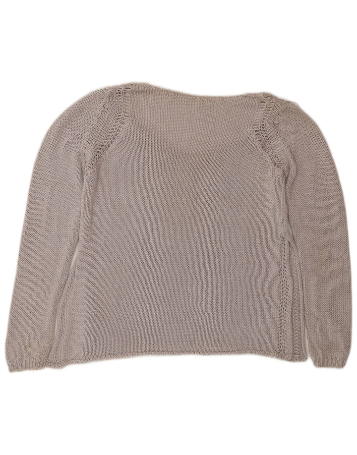 Suéter feminino Zara com decote em V UK 14 cinza médio
