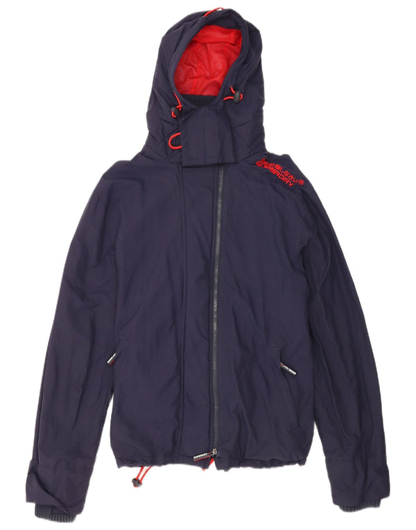 Jaqueta corta-vento masculina Superdry Graphic com capuz UK 42 XL azul marinho nylon