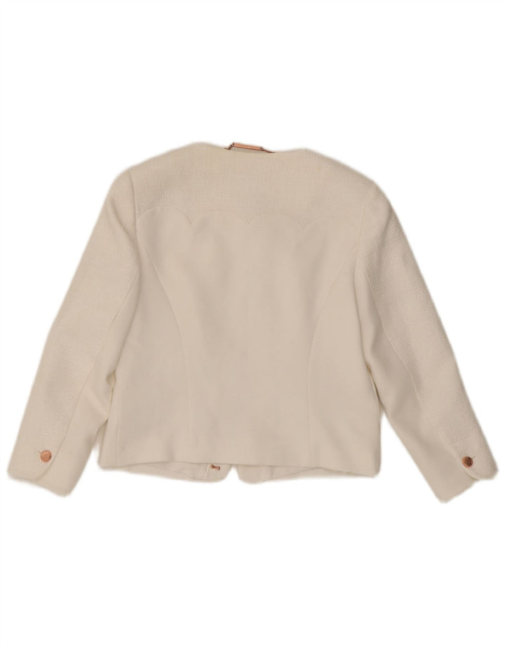 Jaqueta blazer feminina Ted Baker tamanho 3 poliéster branco médio