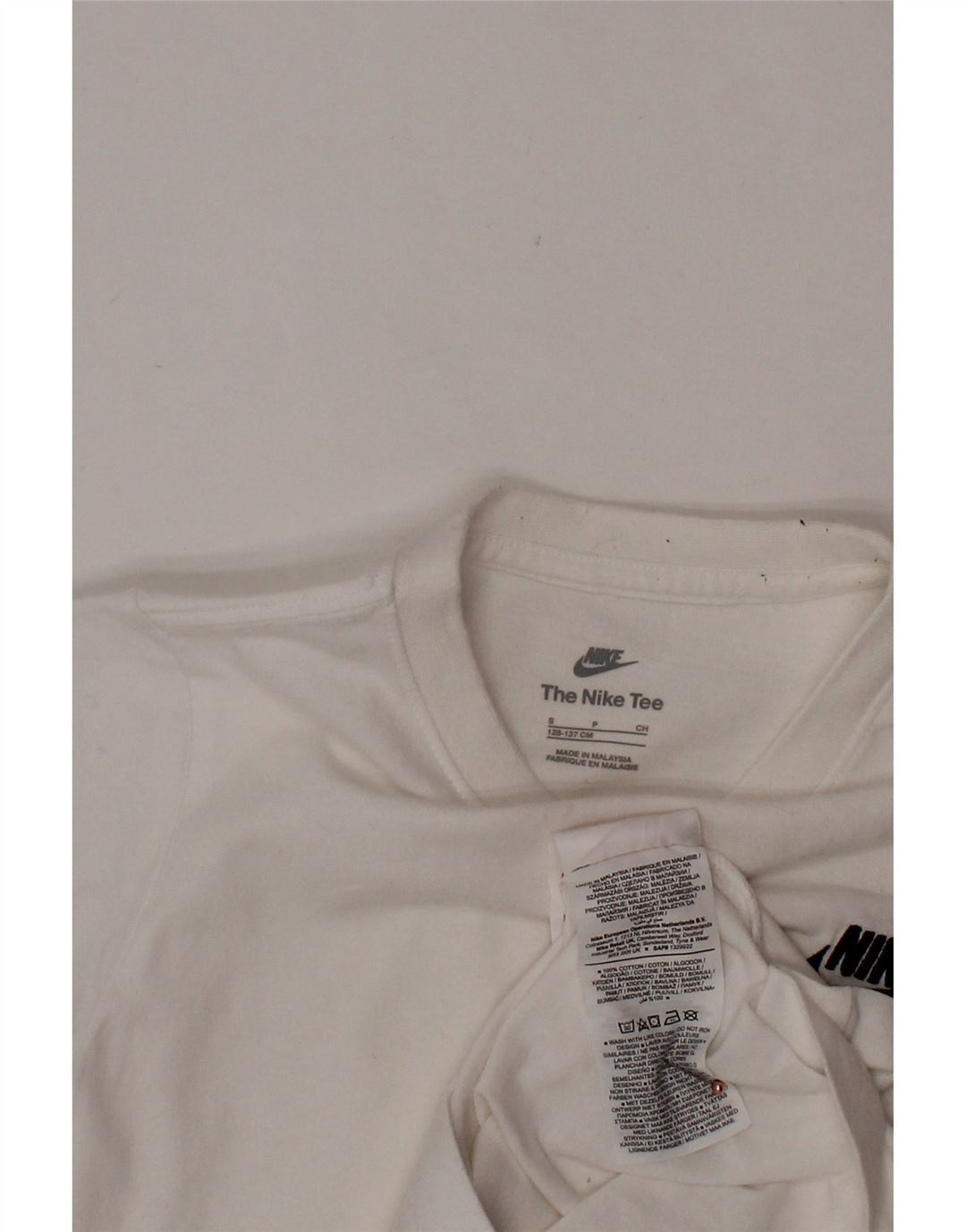 Camiseta NIKE Meninos Top 8-9 Anos Pequeno Algodão Branco