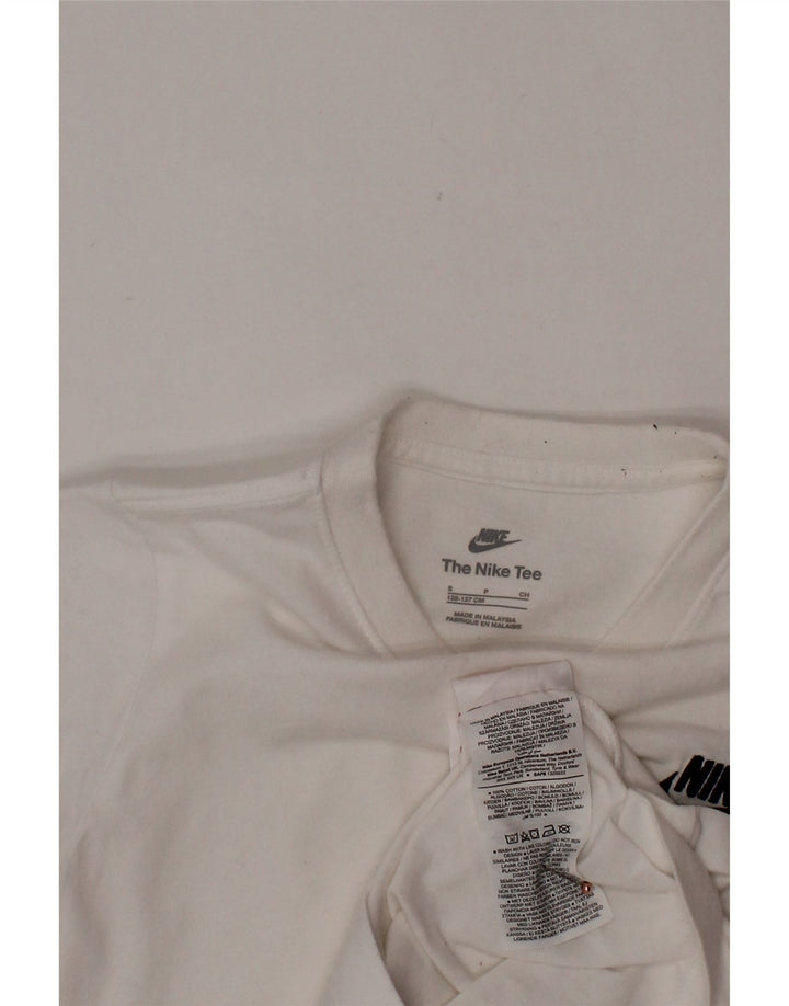 Camiseta NIKE Meninos Top 8-9 Anos Pequeno Algodão Branco