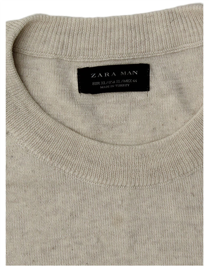 Zara Suéter masculino com gola redonda XL cinza
