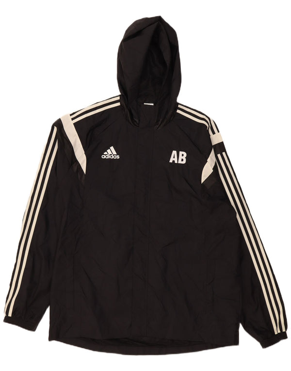 Adidas Mens Graphic Hooded Rain Jacket UK 42 XL Preto Colourblock Poliamida