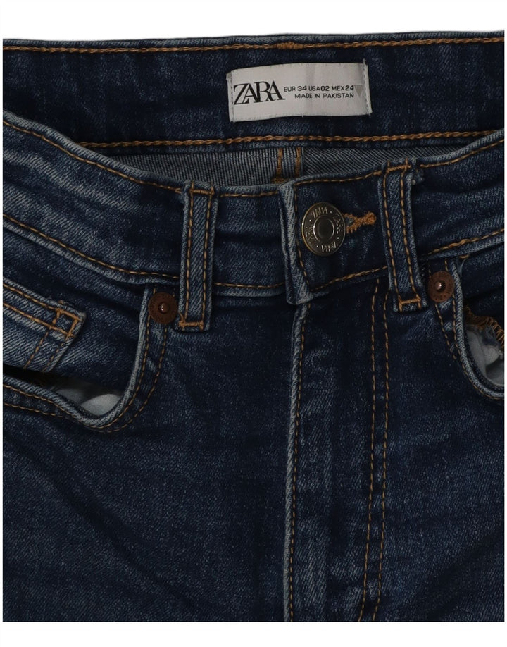 Zara Jeans feminino queimado EU 34 2XS W24 L25 azul algodão