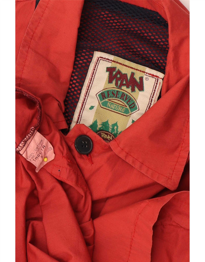 Jaqueta corta-vento masculina vintage Reino Unido 40 algodão vermelho grande