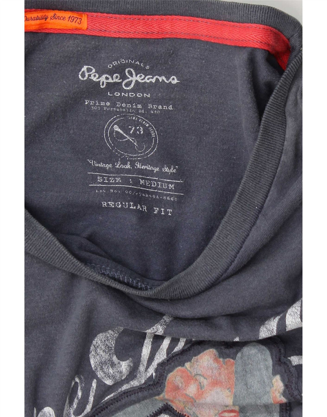 Camiseta masculina PEPE Jeans com ajuste regular gráfico top médio azul marinho