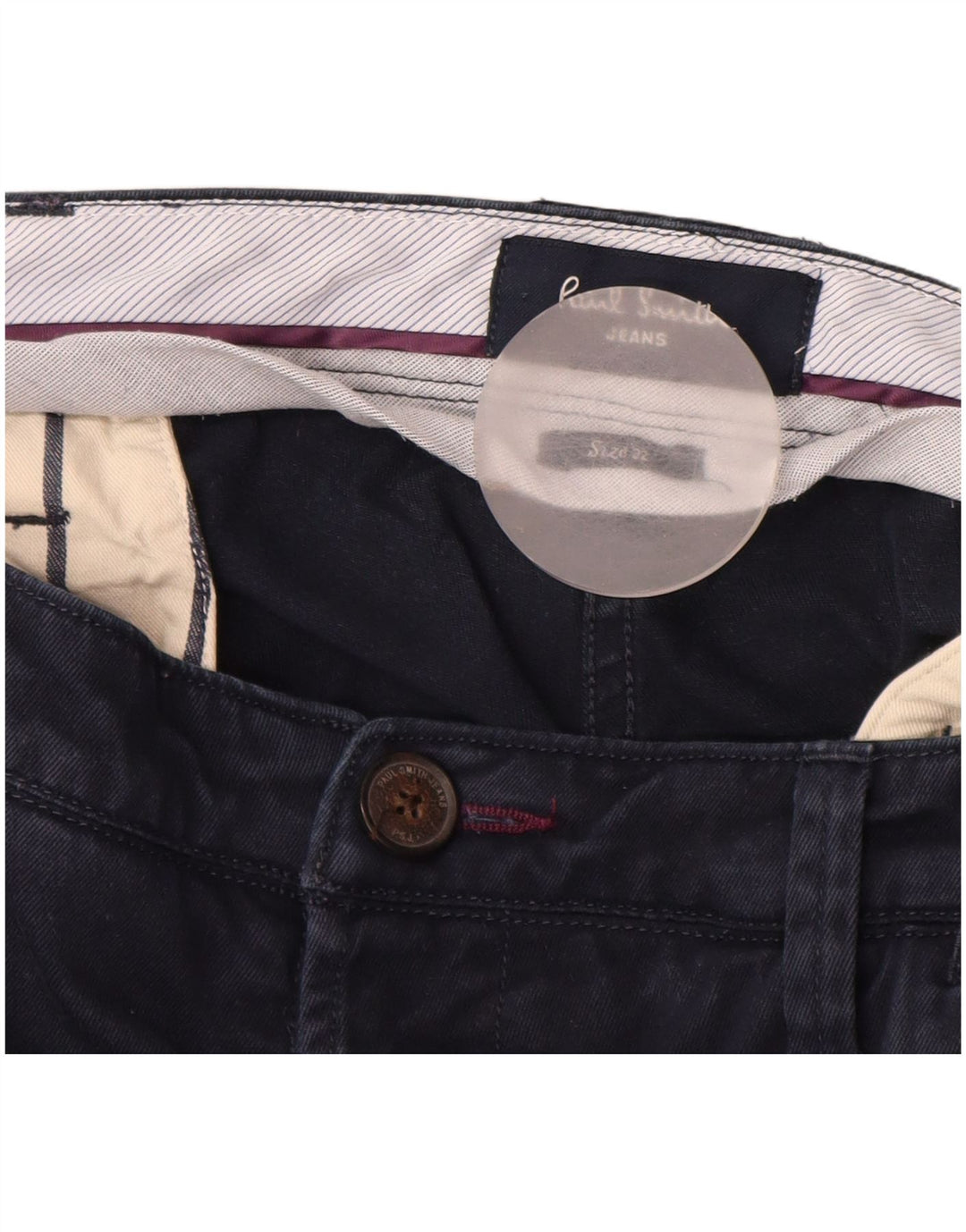 Calça chino reta masculina PAUL SMITH W32 L28 algodão azul marinho