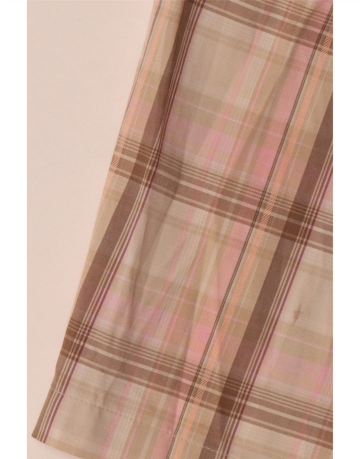 Izod Shorts Chino Feminino US 8 Médio W32 Poliéster Xadrez Rosa