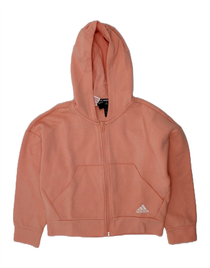 ADIDAS Girls Zip Hoodie Sweater 9-10 Years  Pink Cotton Vintage Adidas and Second-Hand Adidas from Messina Hembry 