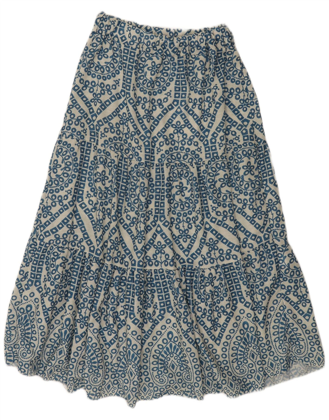 Saia maxi feminina vintage W28 viscose paisley azul médio