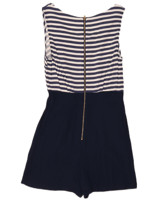 Macacão feminino Topshop sem mangas Reino Unido 10 viscose listrada azul marinho pequeno