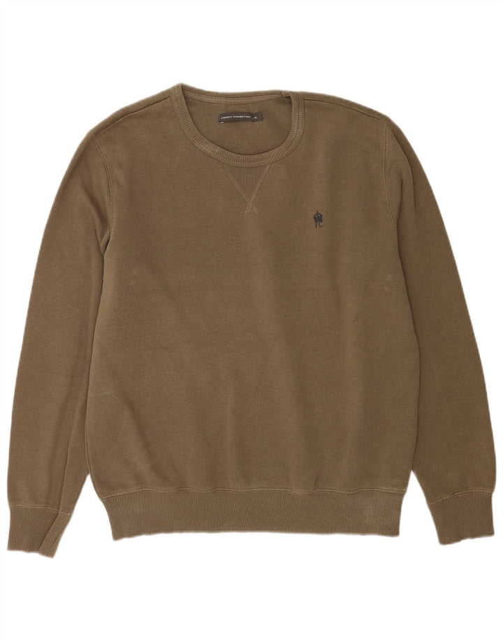 FRENCH CONNECTION Suéter masculino XL algodão cáqui