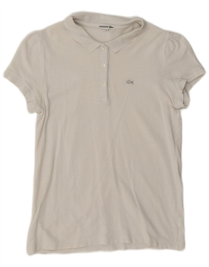 Camisa polo feminina Lacoste tamanho 42 grande algodão branco