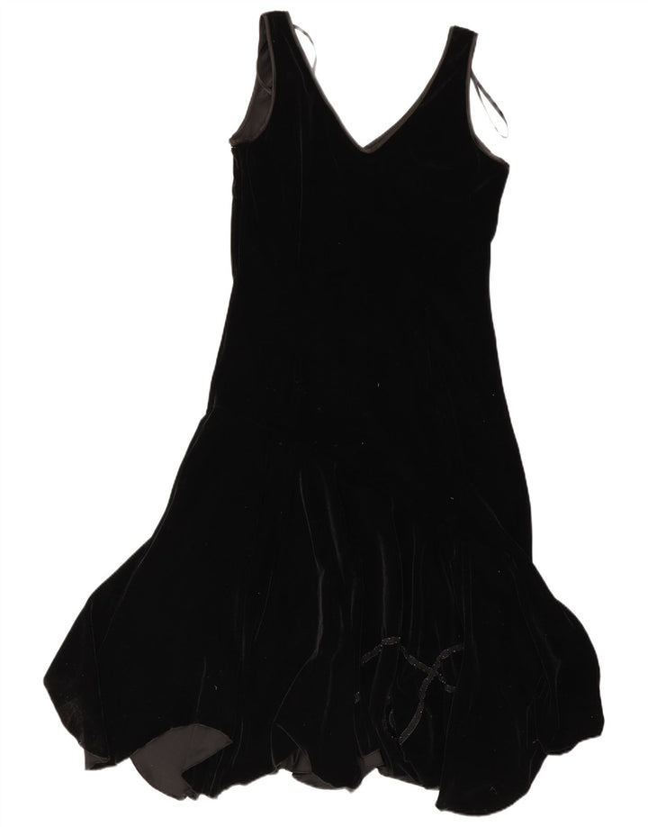Vestido assimétrico feminino sem mangas Simon Jeffrey Reino Unido 12 médio preto