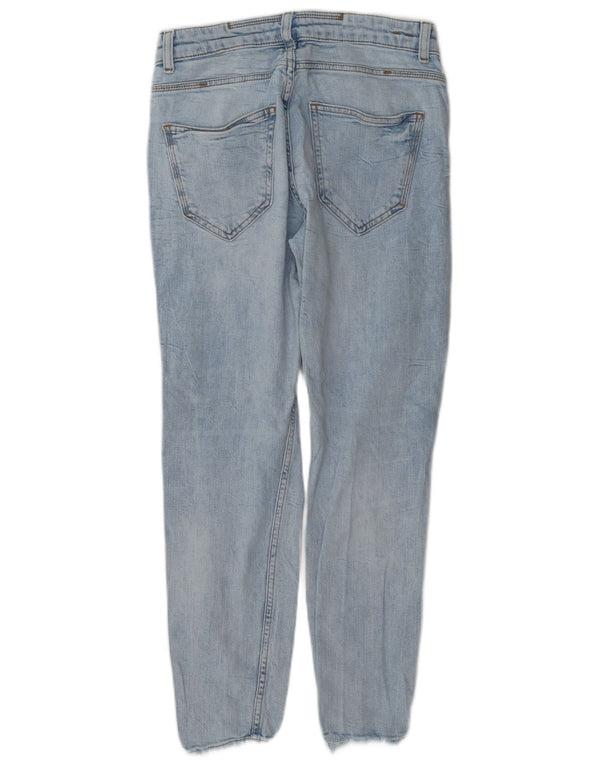 Zara Mens Jeans Slim Distressed EU 38 Pequeno W30 L27 Azul