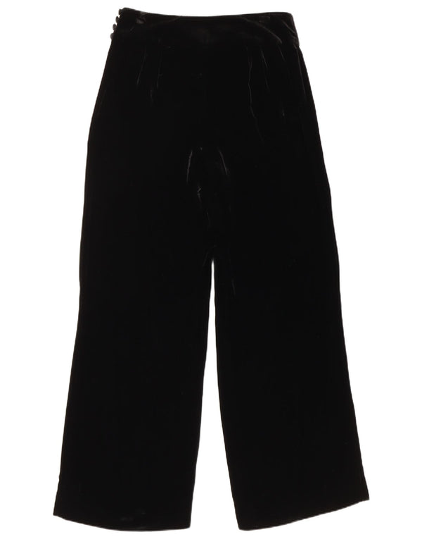 Zara Calça feminina casual de perna larga UE 38 pequena W28 L28 preto rayon