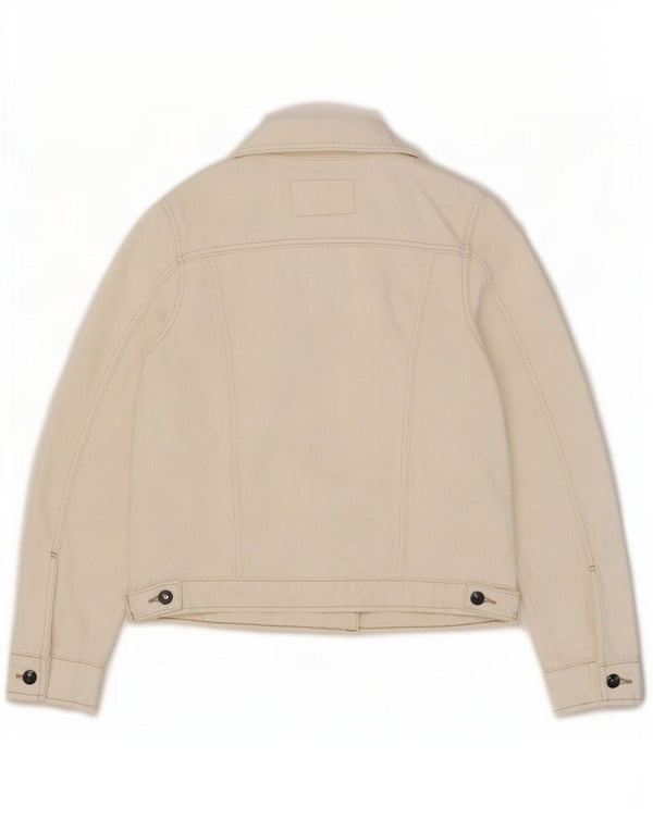 Jaqueta jeans feminina Marks & Spencer Reino Unido 8 algodão branco pequeno