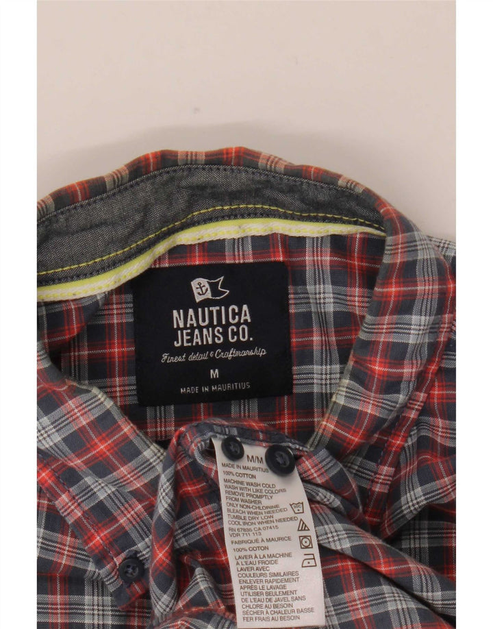 Camisa masculina Nautica de algodão xadrez azul médio