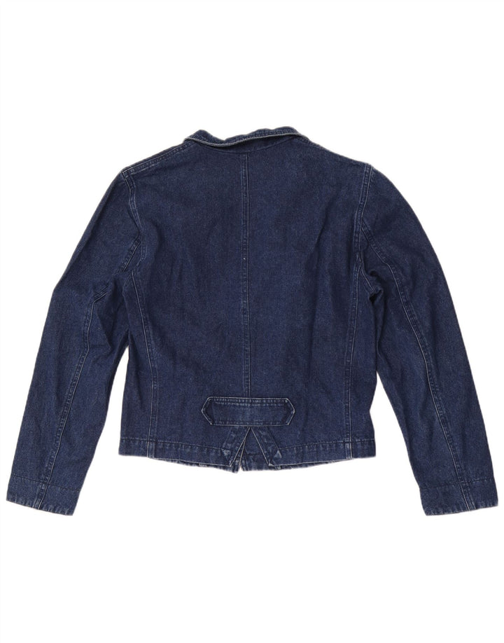 Jaqueta blazer jeans feminina Prisma com 1 botão Reino Unido 12 algodão azul marinho médio