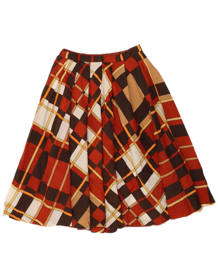 Saia larga feminina vintage W24 XS xadrez multicolorido