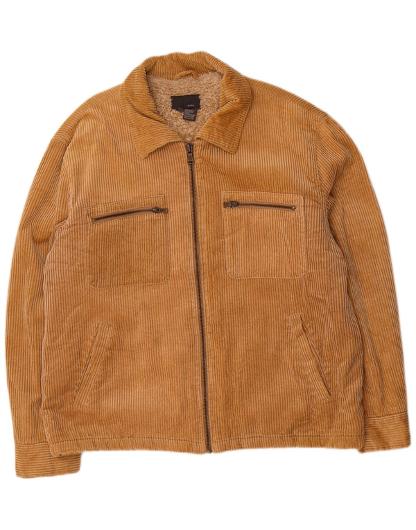 Zara Jaqueta masculina de veludo Sherpa UK 44 2XL algodão bege