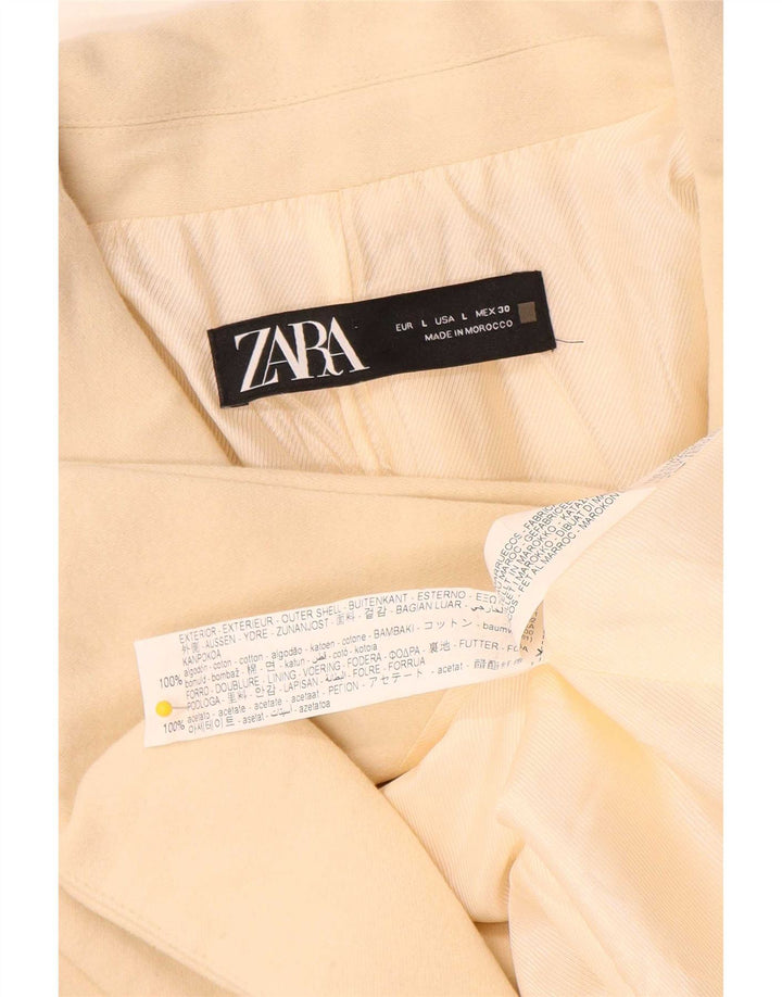 Jaqueta blazer feminina Zara com peito duplo Reino Unido 16 grande algodão branco