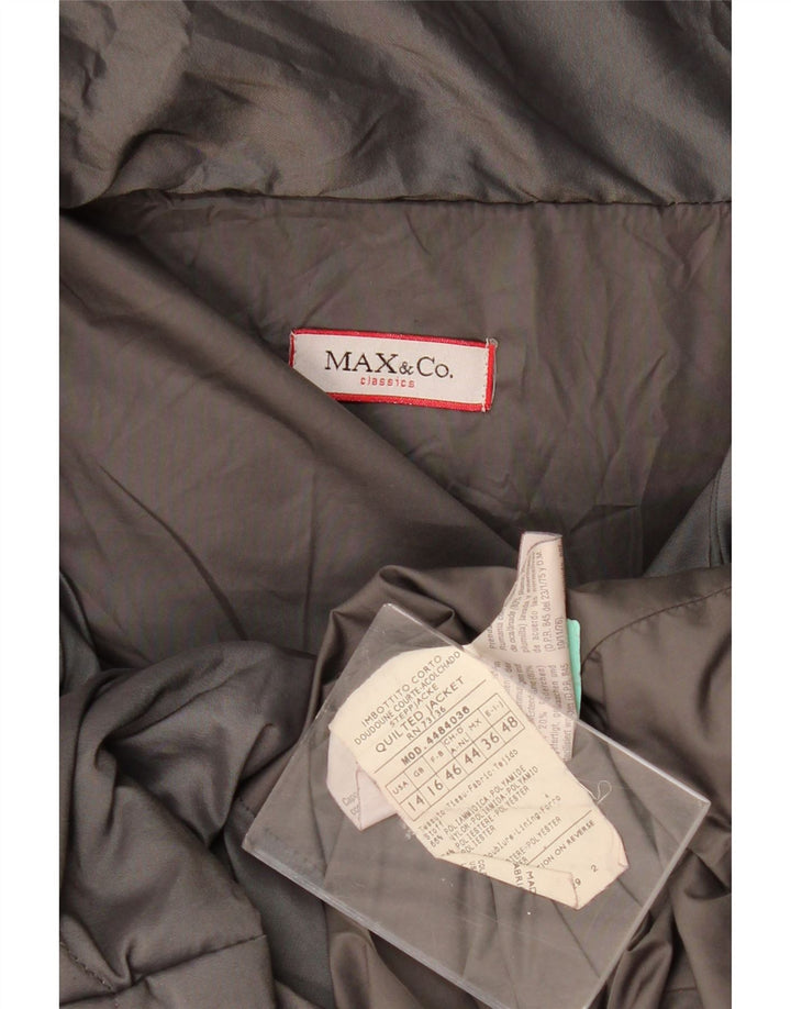 MAX & CO. Womens Padded Jacket UK 16 Large  Grey Polyamide