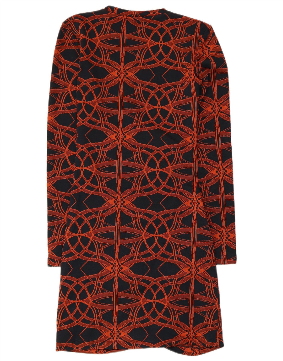 Vestido feminino Zara com estampa abstrata de manga comprida e manga comprida UK 8 pequeno preto