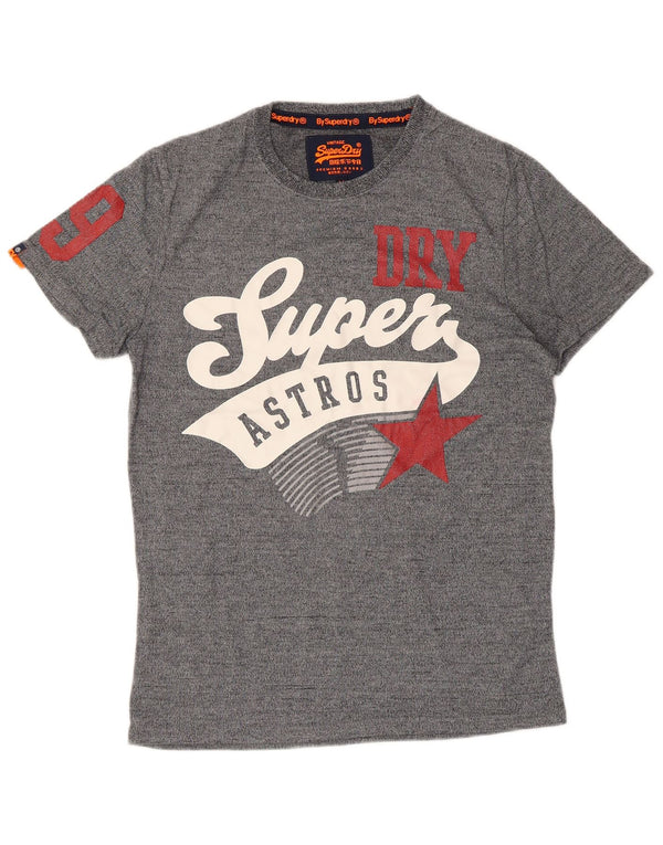 Superdry Mens Retro Graphic T-Shirt Top Cinza Médio Salpicado