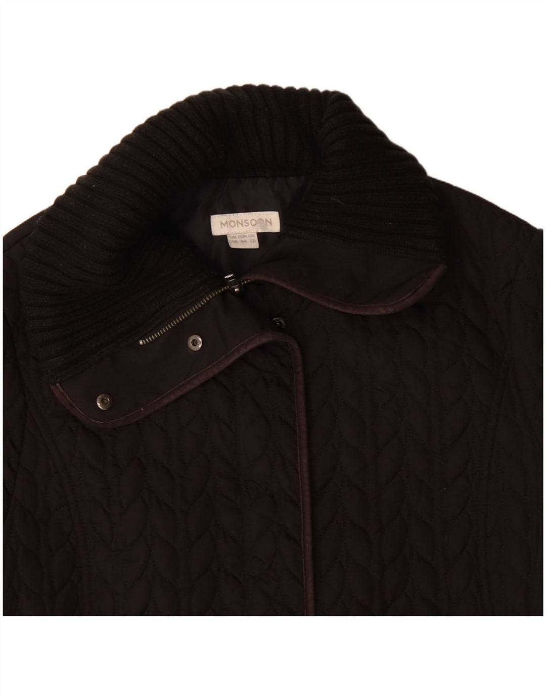 Jaqueta acolchoada feminina Monsoon UK 16 grande poliéster marrom