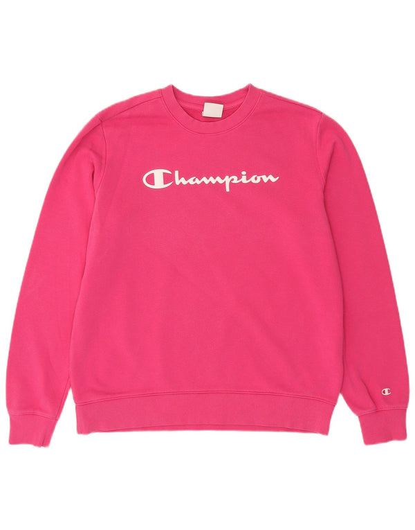 Jumper de moletom gráfico feminino Champion UK 16 grande algodão rosa