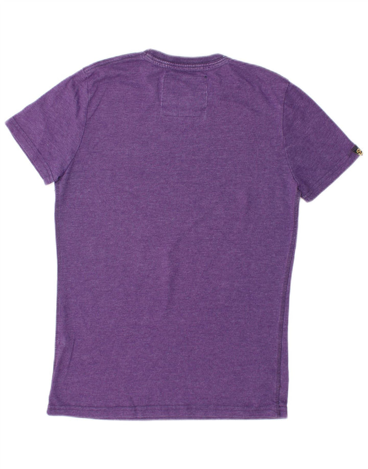 Camiseta feminina SUPERDRY com estampa gráfica UK 12 algodão roxo médio