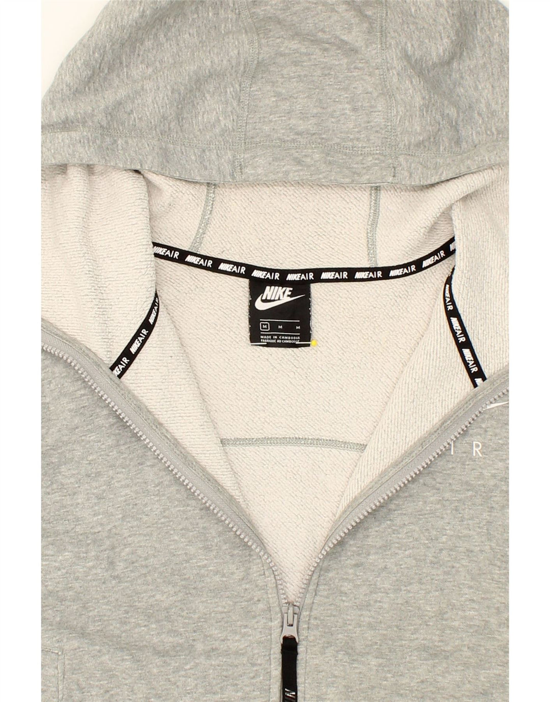 NIKE Womens Crop Graphic Zip Hoodie Sweater UK 14 Medium Grey Cotton Vintage Nike and Second-Hand Nike from Messina Hembry 
