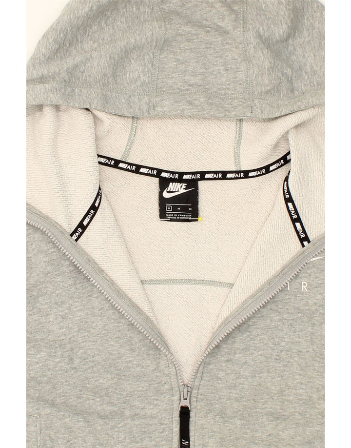 NIKE Womens Crop Graphic Zip Hoodie Sweater UK 14 Medium Grey Cotton Vintage Nike and Second-Hand Nike from Messina Hembry 