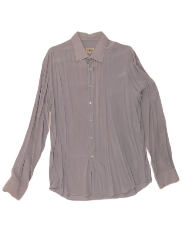 Camisa masculina Epsom seda azul médio