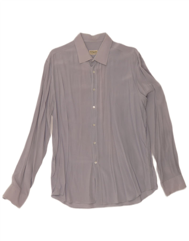 Camisa masculina Epsom seda azul médio