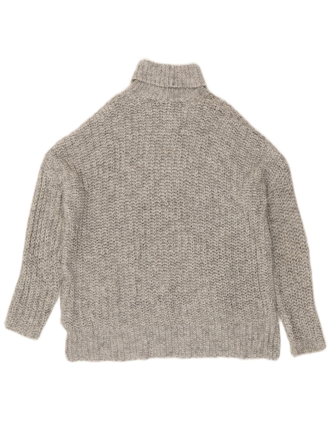 Zara Suéter feminino oversized com gola redonda Reino Unido 14 cinza médio manchado