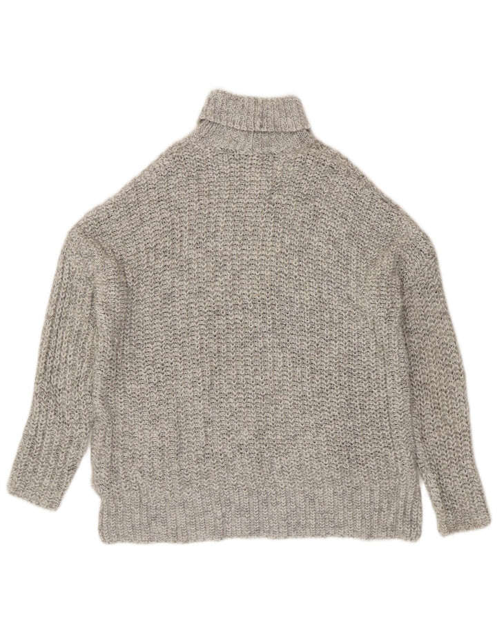 Zara Suéter feminino oversized com gola redonda Reino Unido 14 cinza médio manchado