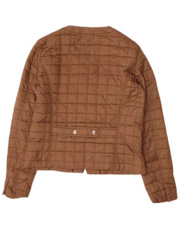 Jaqueta acolchoada feminina Massimo Dutti UK 12 poliéster marrom médio
