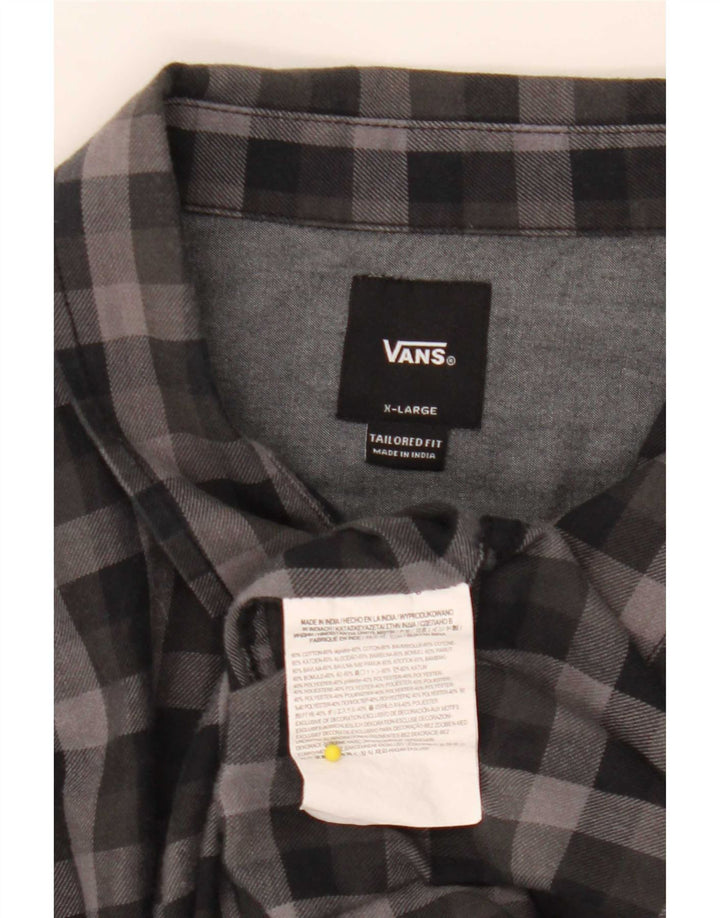 Camisa masculina de flanela Vans Tailored Fit XL preta de algodão gingham
