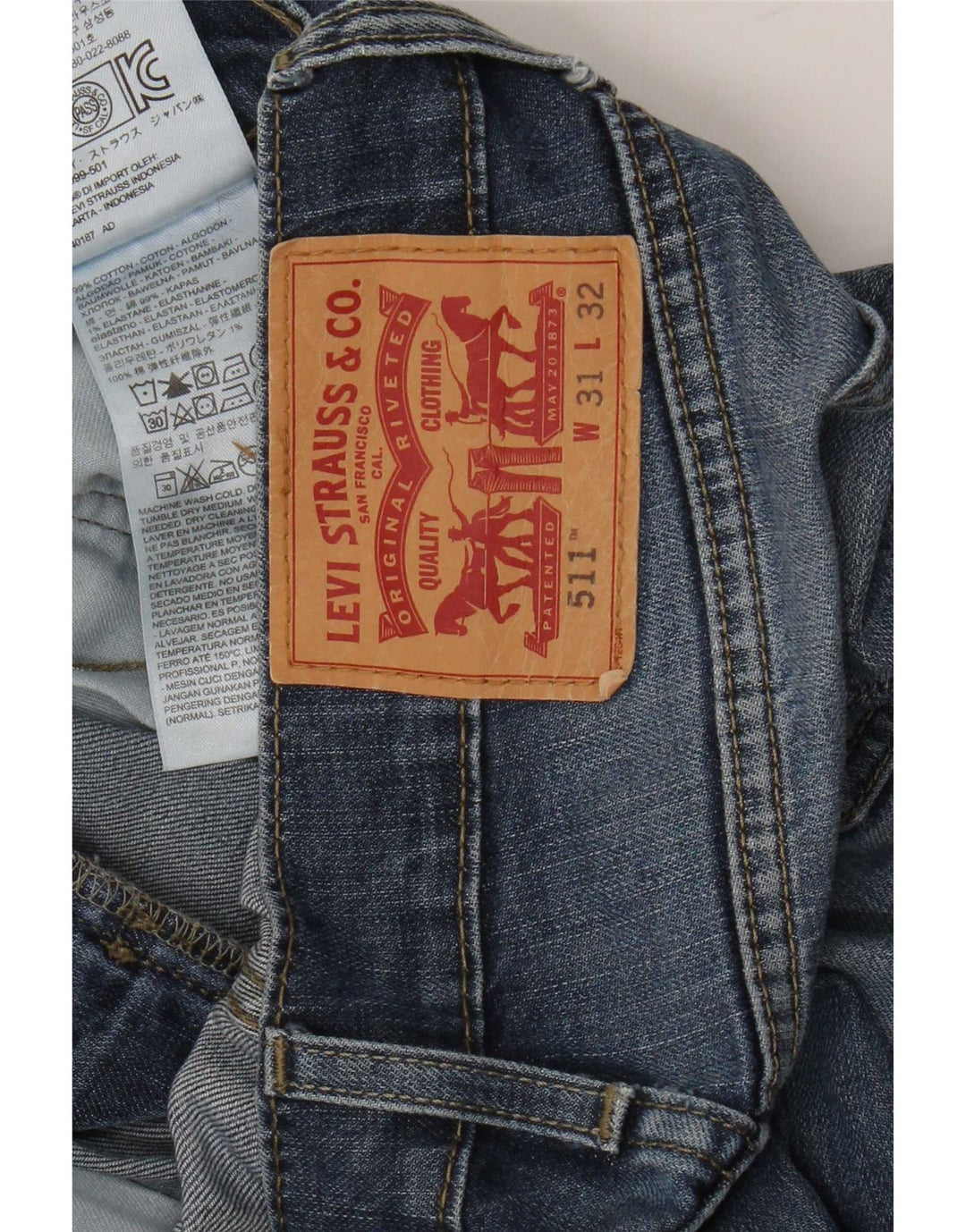 Levi's Masculino 511 Slim Jeans W31 L27 Azul Marinho Algodão