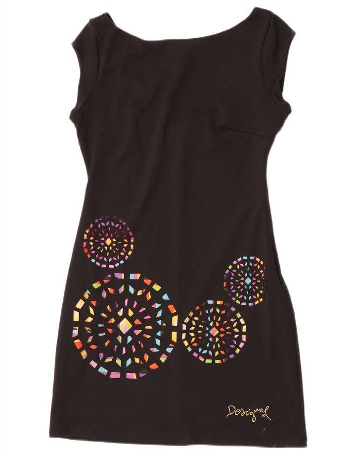 Vestido feminino Desigual com estampa gráfica UK 14 grande preto geométrico