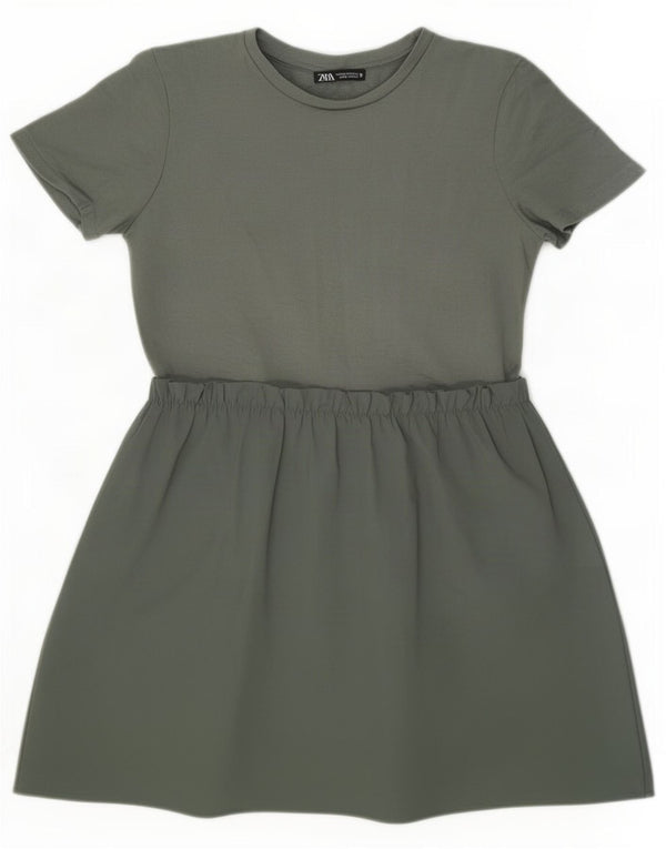 Vestido feminino Zara A-Line UK 12 verde médio
