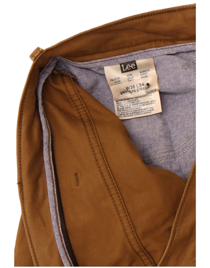 Calça casual reta masculina Brooklyn LEE W36 L30 algodão marrom