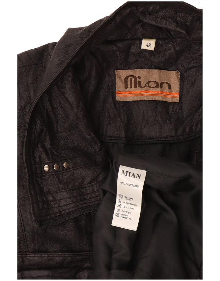 Jaqueta de couro sintética masculina vintage IT 48 poliéster preto médio