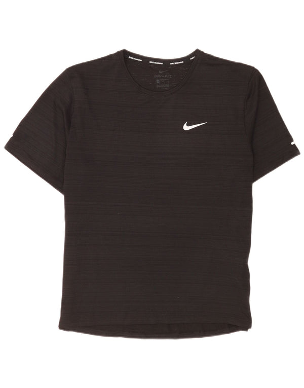 Camiseta masculina Nike Dri Fit Top médio preto listrado poliéster